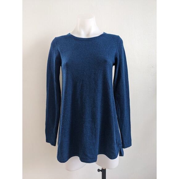 Kinross Cashmere Womens Sz XS Crew Neck Sweater Blue 100% Cashmere Long Sleeves - Picture 2 of 8